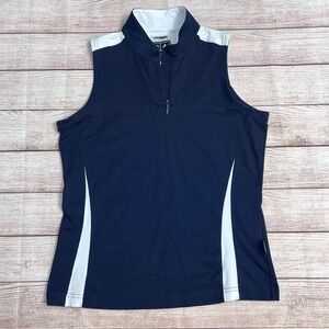 Vintage Adidas Sleeveless Polo Women S Navy White Climalite Quarter Zip Golf Top